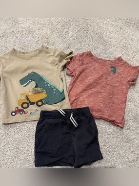 Novogratz Beige Toddler Tee with Teal Dinosaur Graphic